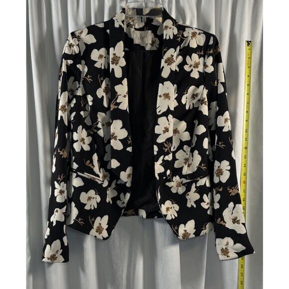 Ann Taylor Loft Floral Open Front Blazer, Black & Ivory, Sz: S, 78-26 - Picture 12 of 16